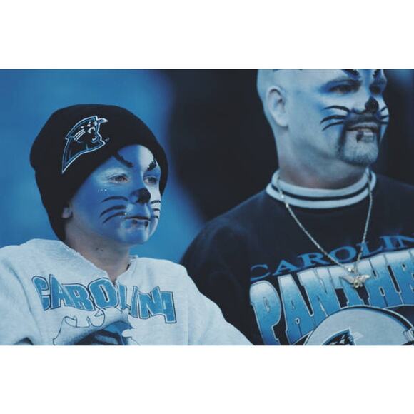 Carolina Panthers 90s GAME DAY Logo 7 puffer XL 2x teal NFL vintage - Picture 9 of 11